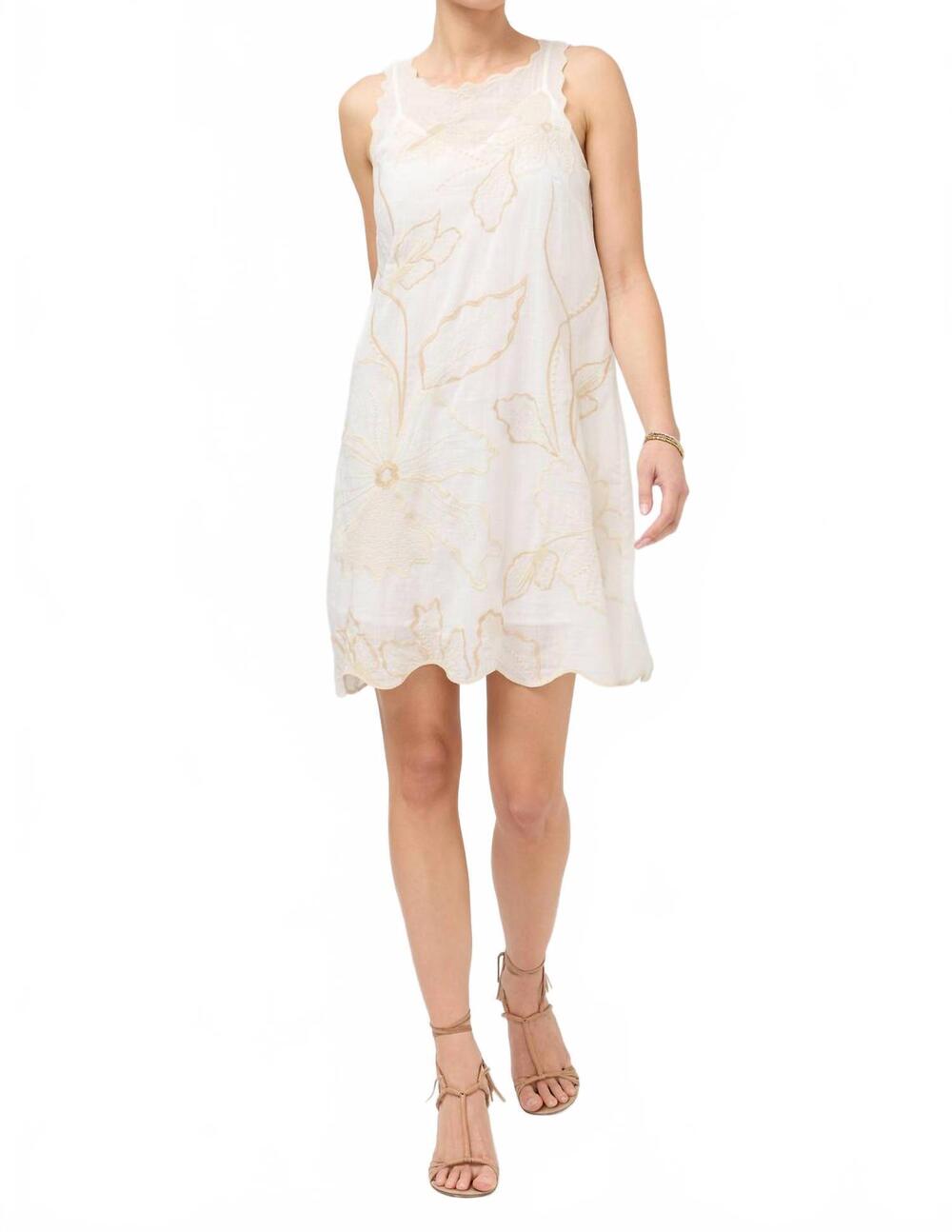NEW JOHNNY WAS rhiannon tank shift dress in white